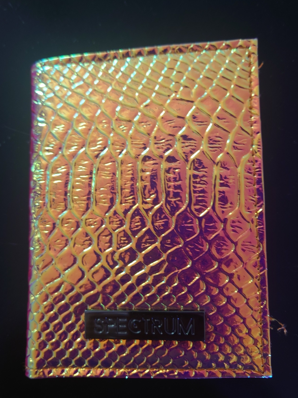 Spectrum Iridescent Snake-Embossed Passport Wallet
